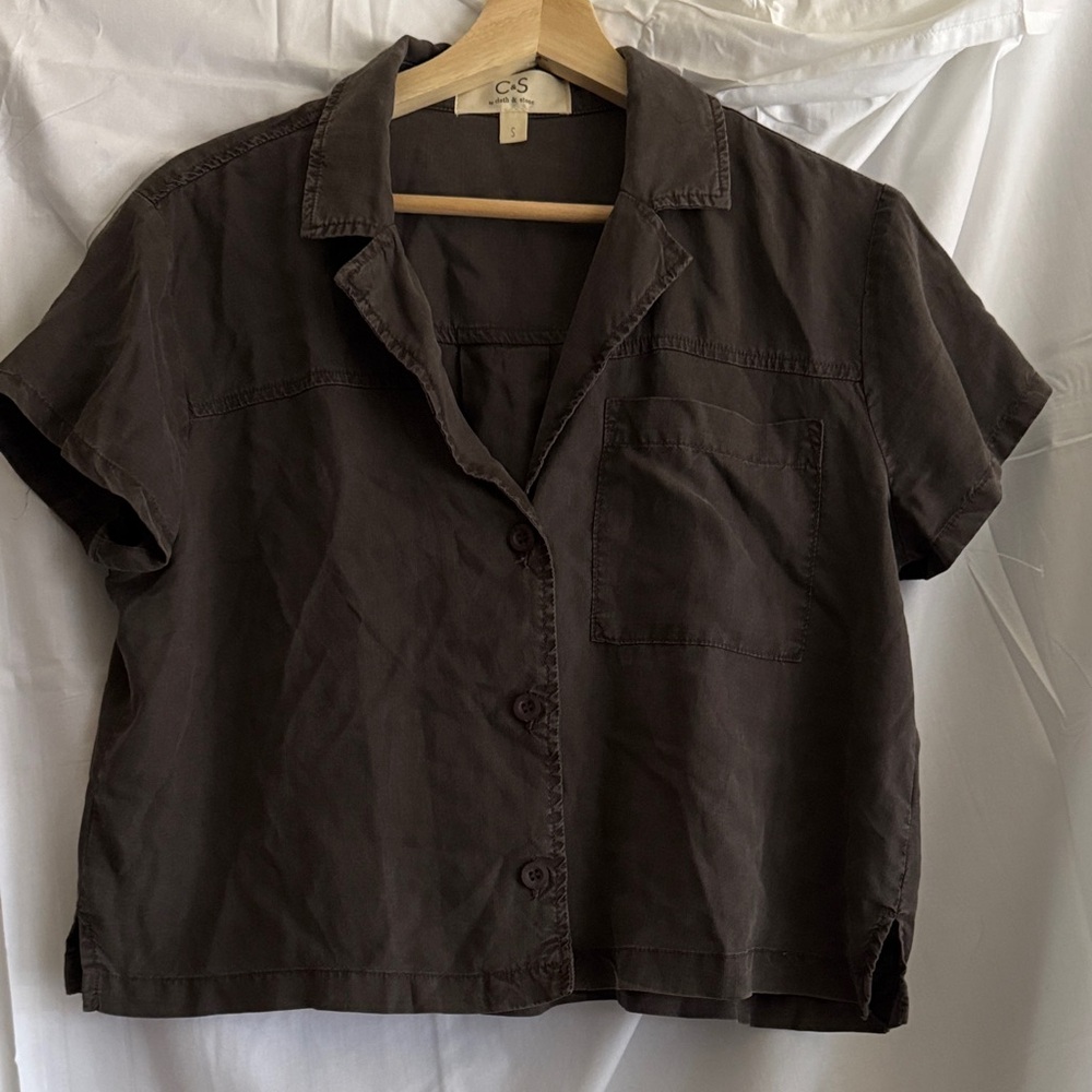 Anthropologie x Cloth&Stone Brown Button-Up Top size small
